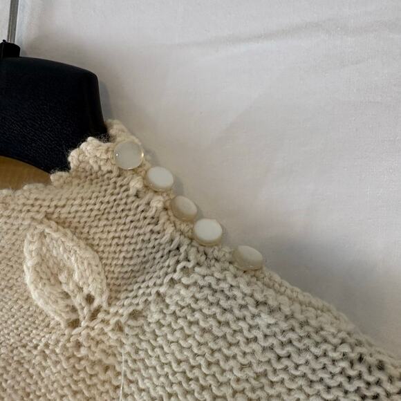 NOS Emilio Rossi Hand Knitted Wool Sweater Off White Large Mock Neck - Picture 4 of 7